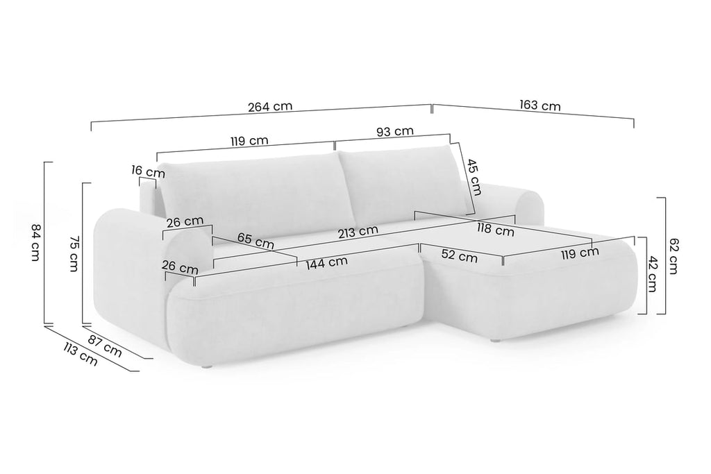 Luna  Corner Sofa Bed Cremona LHF
