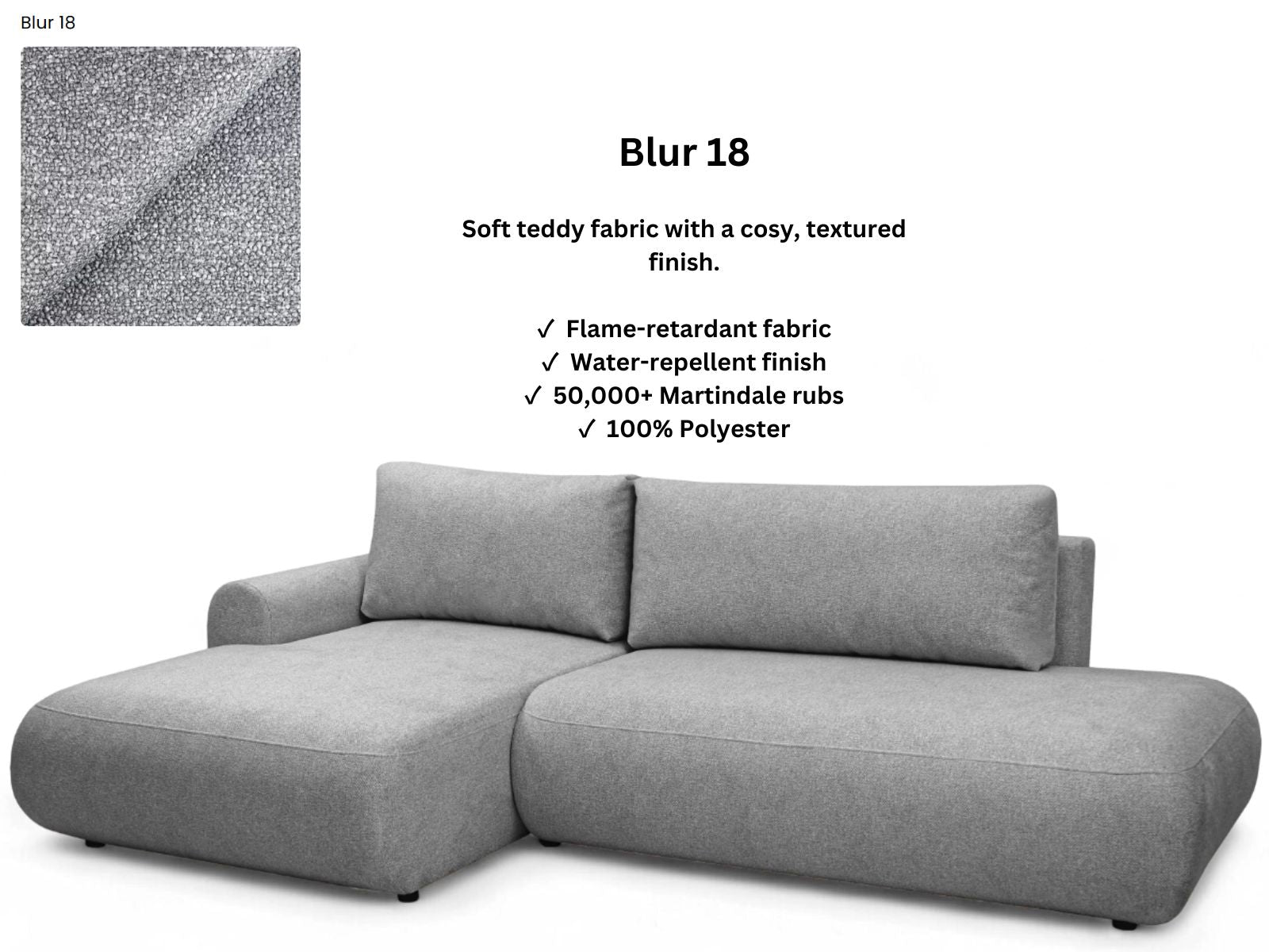 Luna II Open-End Corner Sofa Bed Blur LHF