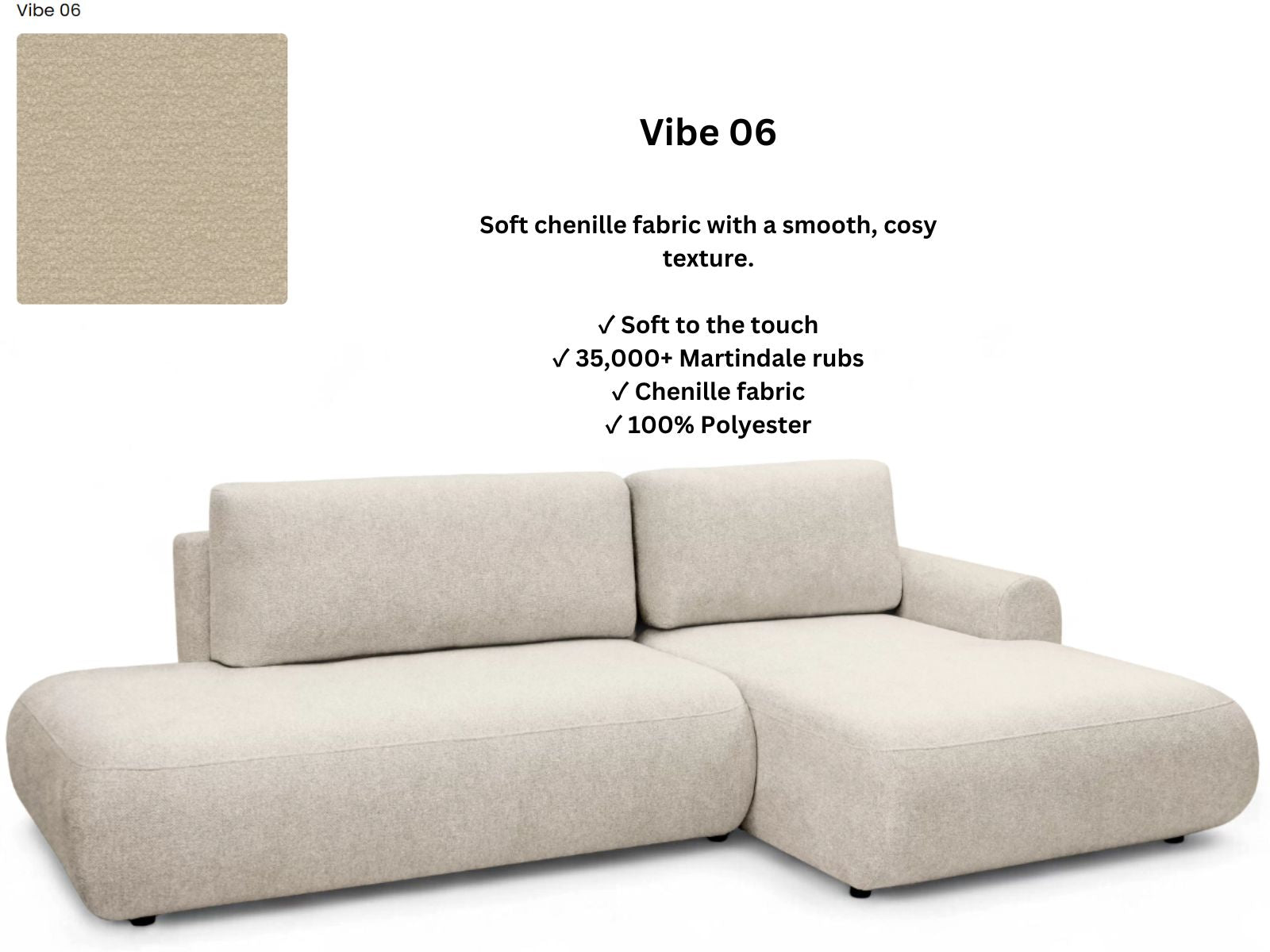 Luna II Open-End  Corner Sofa  Bed Vibe RHF