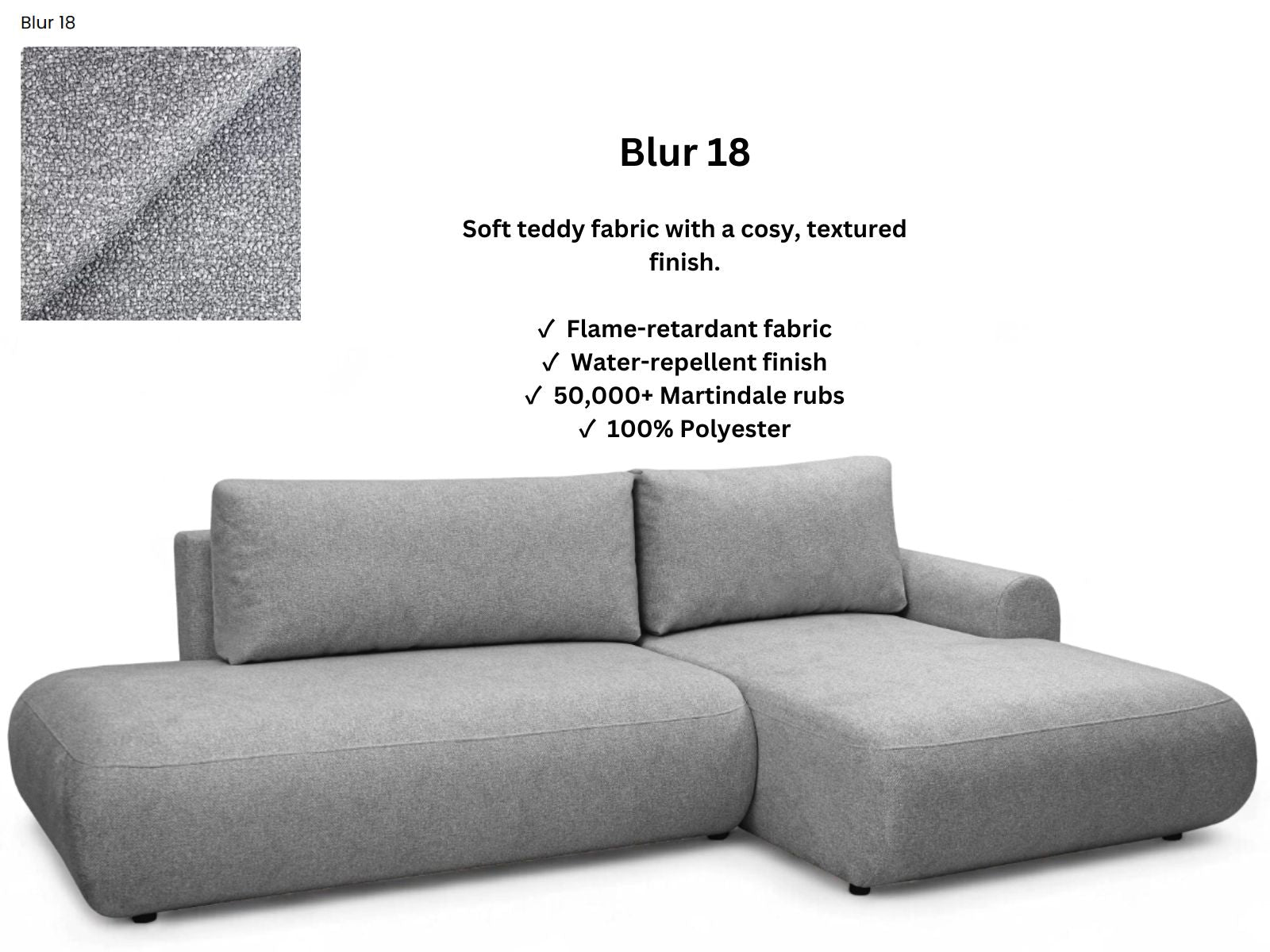Luna II Open-End Corner Sofa  Bed Blur RHF