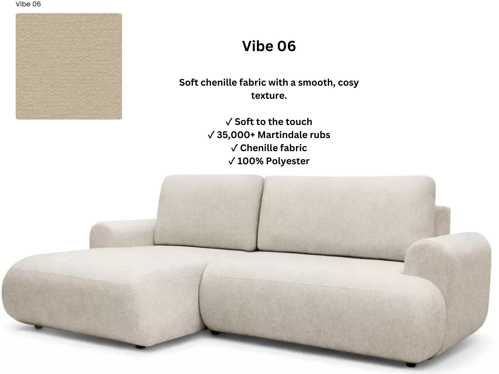Luna Corner Sofa Bed Vibe LHF