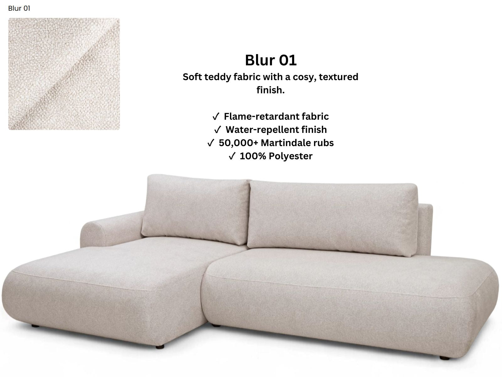 Luna II Open-End Corner Sofa Bed Blur LHF