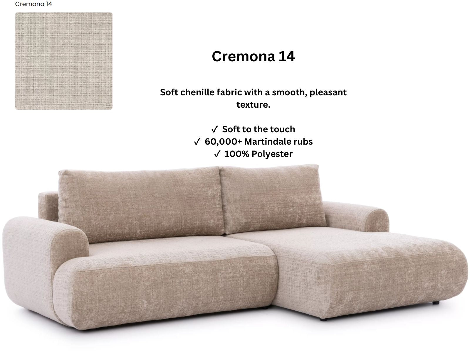 Luna Corner Sofa Bed Cremona RHF