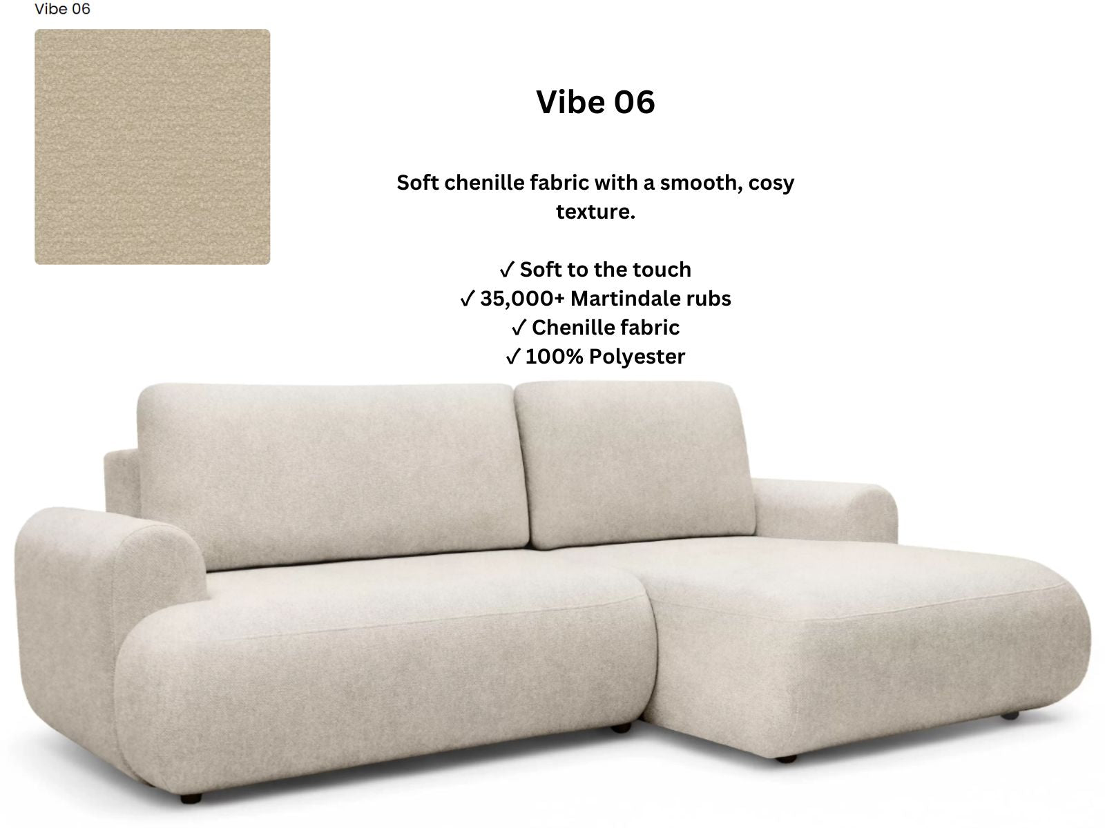 Luna Corner Sofa Bed Vibe RHF