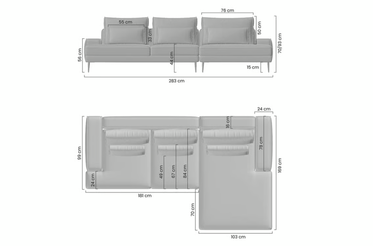 Livora Corner Sofa Bed Dress Me RHF