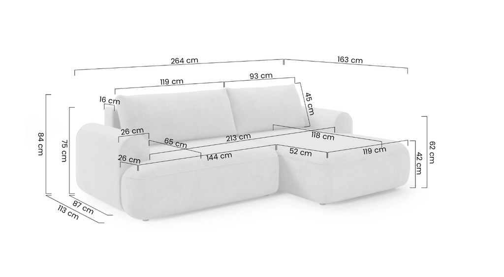 Luna  Corner Sofa Bed Cath Me LHF