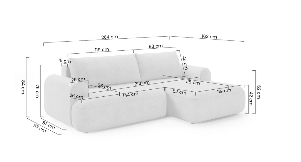 Luna Corner Sofa Bed Catch Me RHF