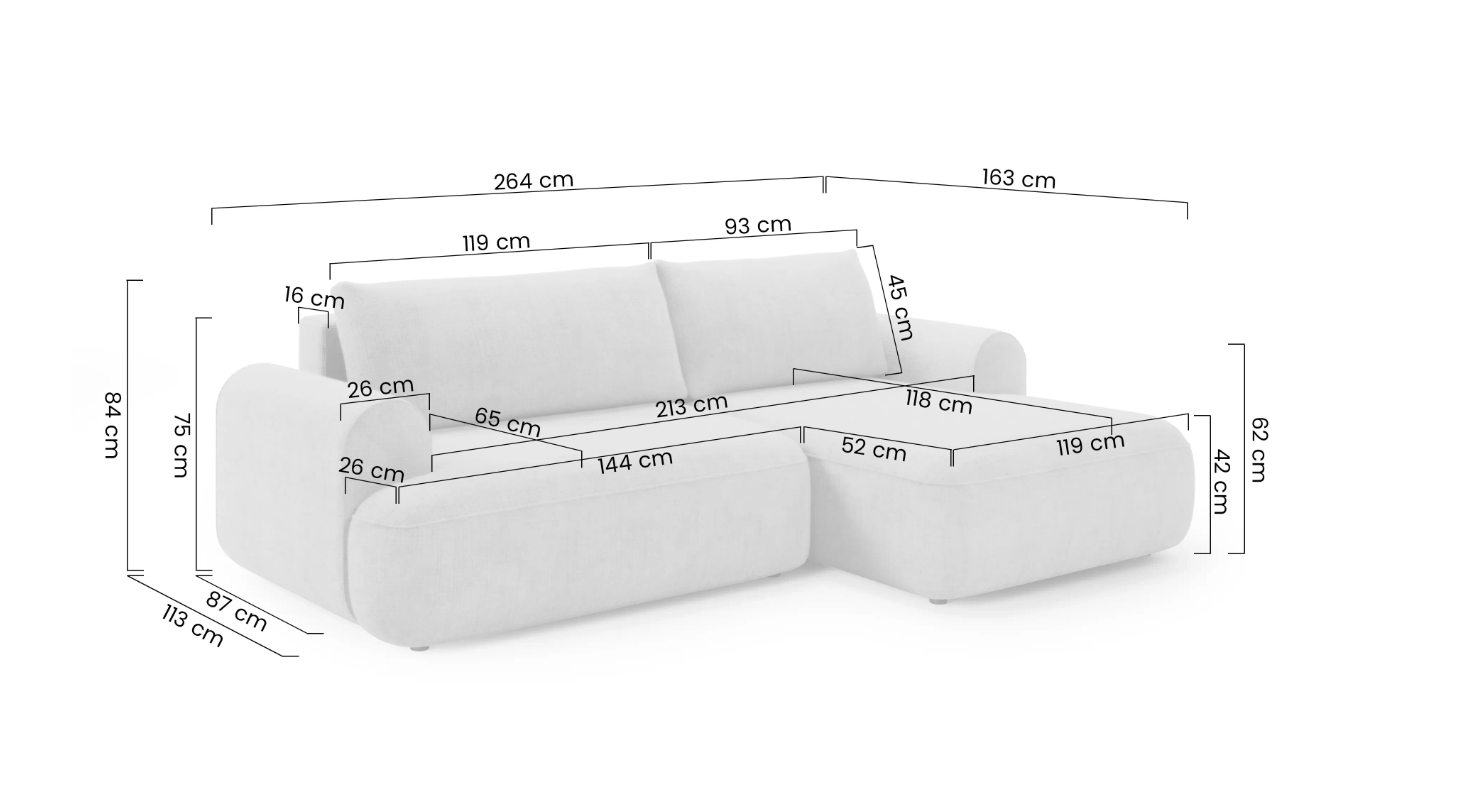 Luna Corner Sofa Bed Catch Me RHF