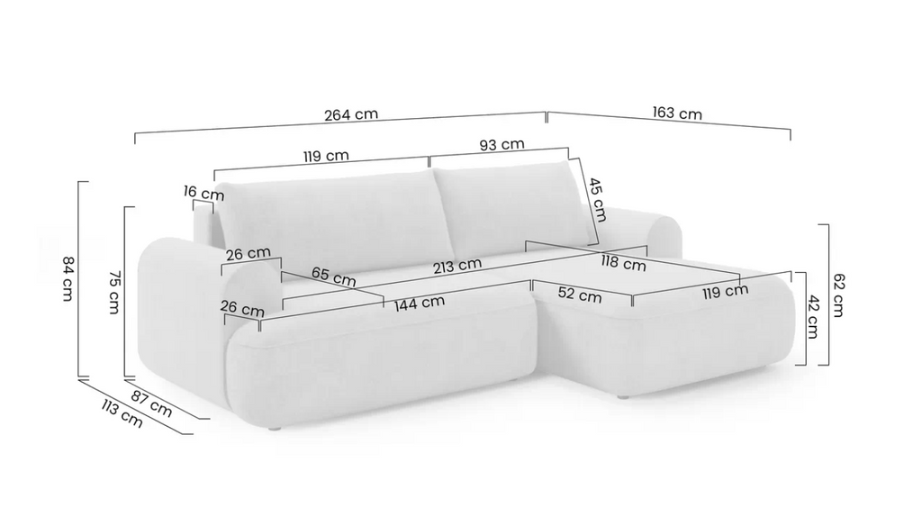 Luna Corner Sofa Bed Vibe RHF
