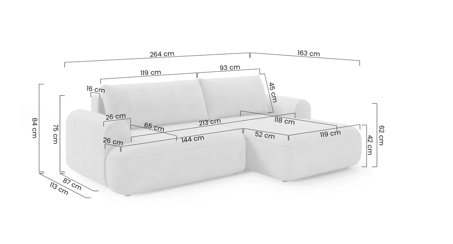 Luna Corner Sofa Bed Vibe LHF